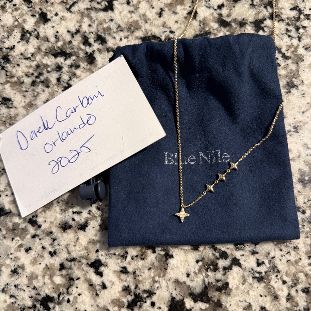 14k Yellow Gold Celestial Diamond Star Necklace 1/10ct
